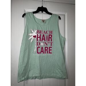 Jadelynn Brooke mint tank “beach hair dont care” sleeveless preppy southern LG